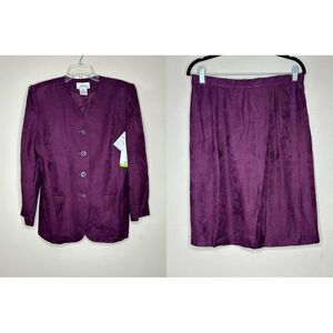 Worthington NWT‎ Wine Rayon 2 Piece Skirt Suit Business Professional Blazer 16P